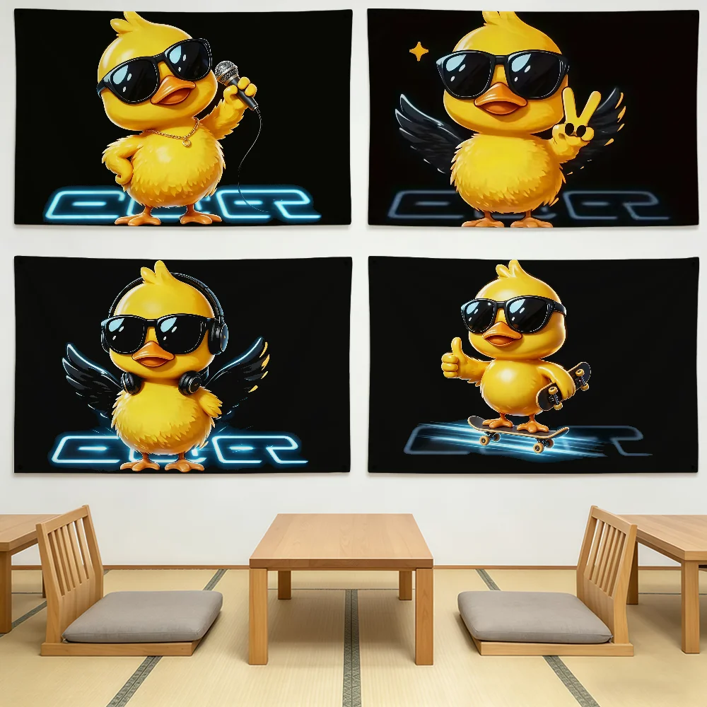 Trendy Cool Little Yellow Chicken Flag Durable Outdoor Indoor Patio Festive Decoration Classic Design Pole Wall Room Banner