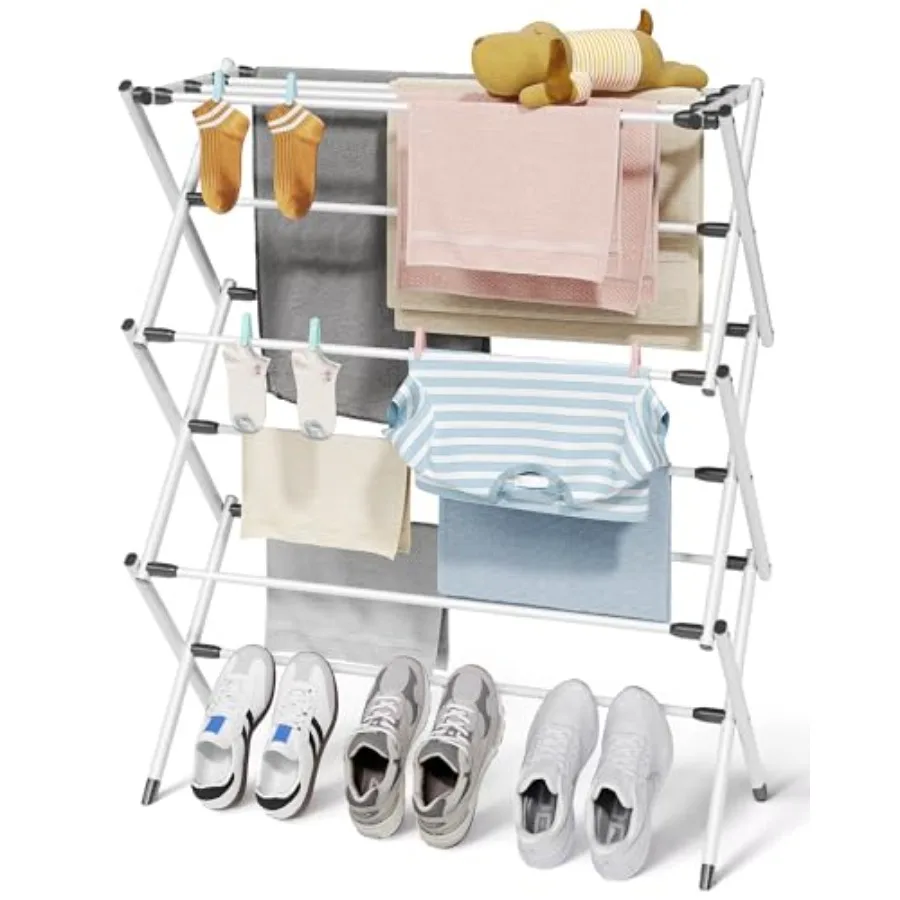 

Складная металлическая сушилка для белья с нескользящими ножками, 3-ярусная, экономит место, для организации хранения одежды