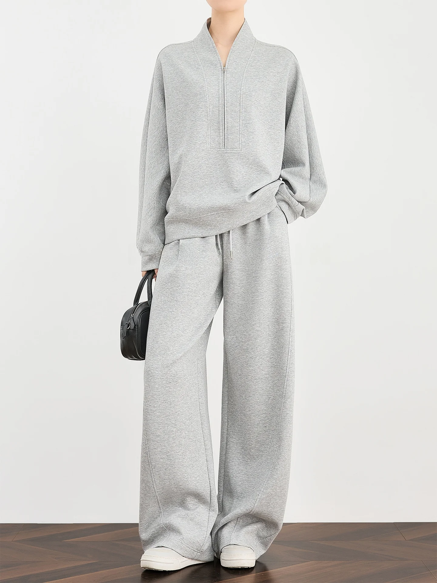 

Falin ey Knife Sport Pants Loose Casual Sport Set Women's Straight Leg Pants Korean Sle ket Detail l Waist