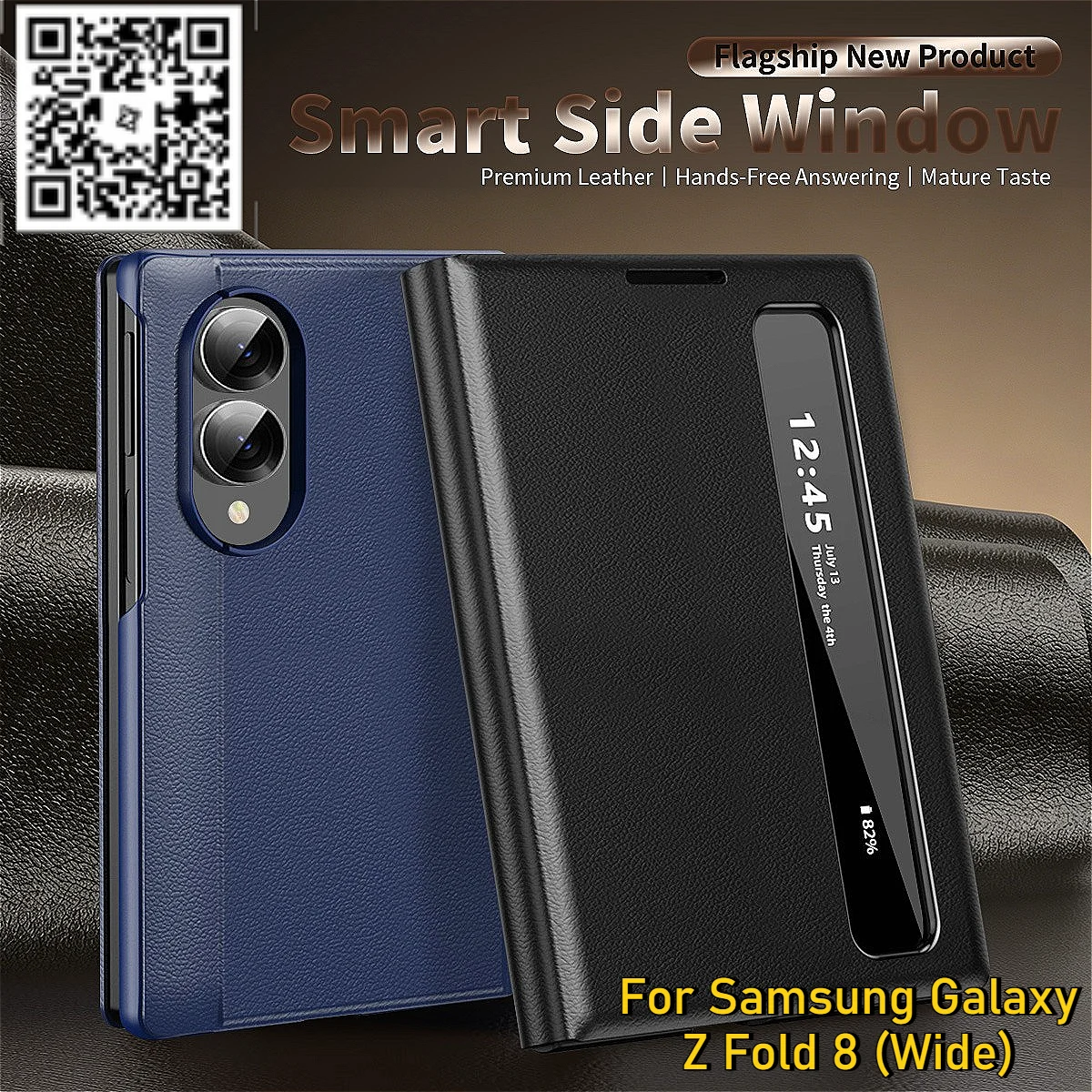 APP S-View Flip Smart Display Cases for New Samsung Galaxy Z Fold 8 Wide Ultra 7 Luxury PU Leather Card Pocke Full Protect Cover