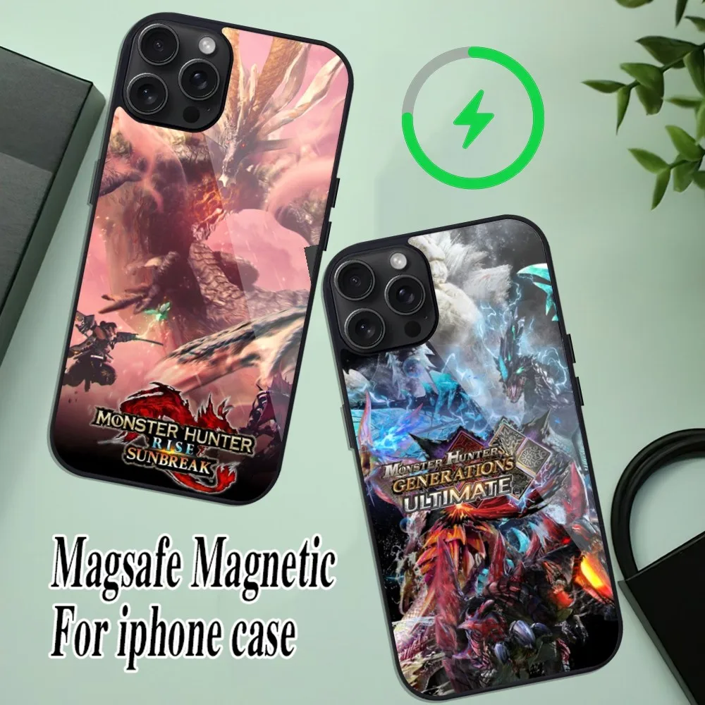 Game M-Monster H-Hunter Phone Case For iPhone 11 Mini 12 13 Max 14 Plus 15 Pro Magesafe Magnetic Shell