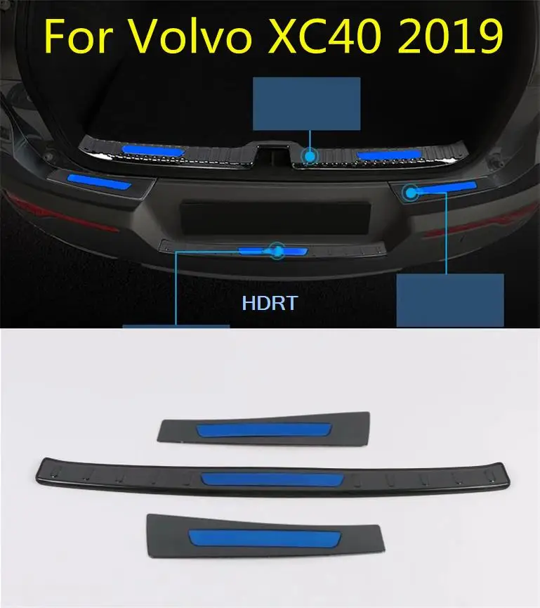 

Body Outside Rear Bumper Trim Stainless Steel Scuff Trunk Lamp Pedal Panel Moulding Hoods For Volvo XC40 2019 2020 2021 Car