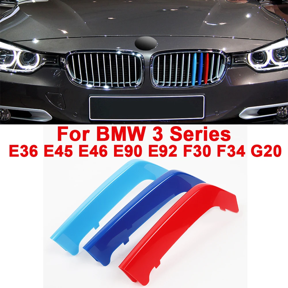 Tiras decorativas embellecedoras de rejilla delantera, accesorios externos para BMW Serie 3 E36 E45 E46 E90 E92 F30 F34 G20