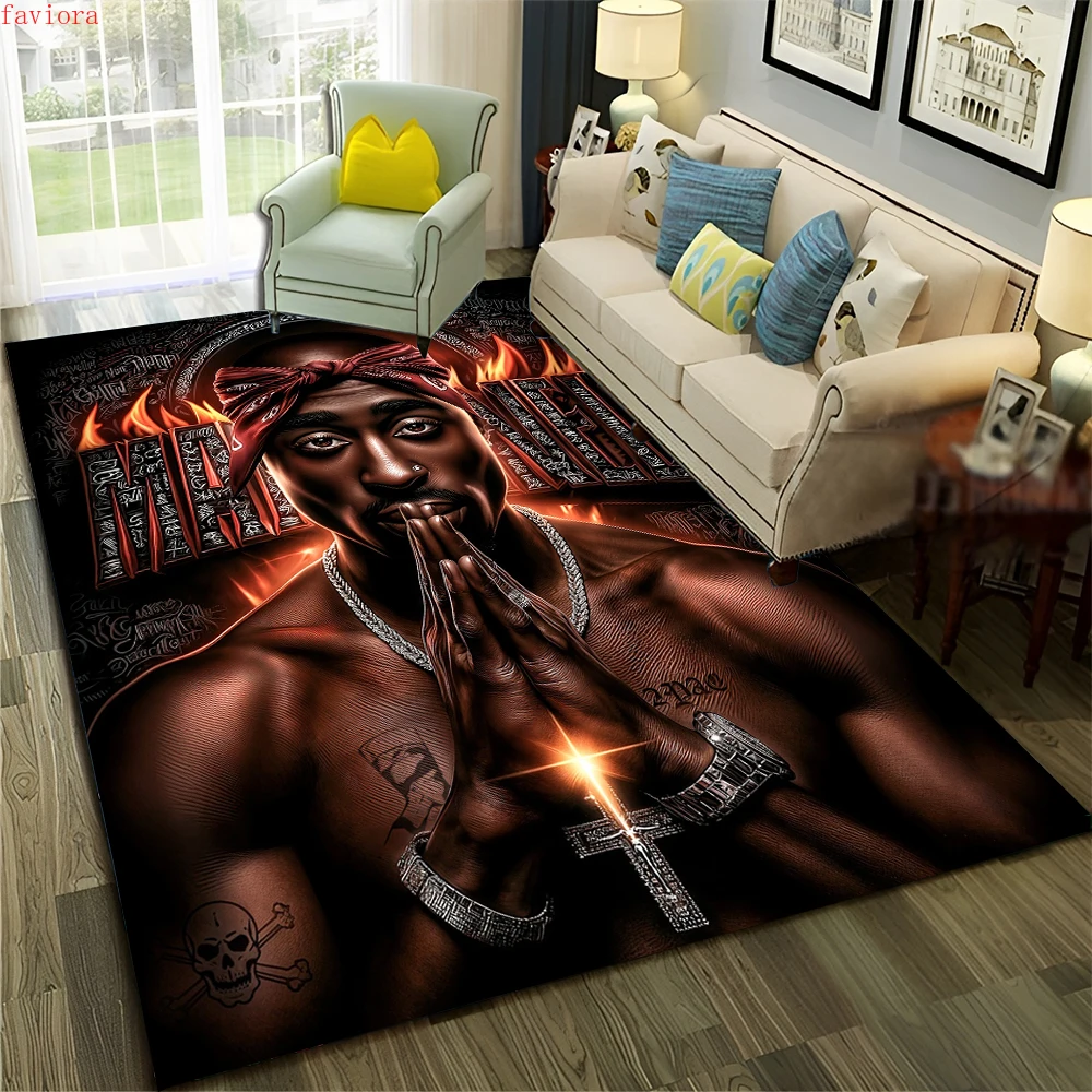 27 Style Rappers Art Cartoon Tupac Snoop Dogg Hip Hop Rug for Bedroom Living Room Sofa Home Doormat Decor, Non-slip Floor Mat