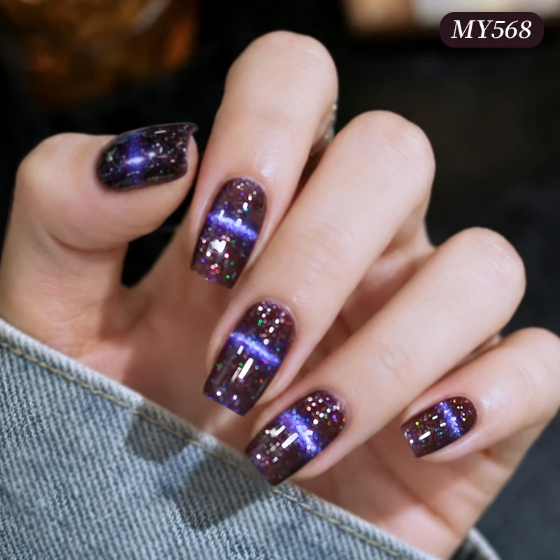 BORN PRETTY 10ml Glitzer Alkaid Lila Katzen-Magnetgel Herbst Dunkle Farbe Glanz Magnet Soak Off UV LED Gel Nagellack Maniküre – Detail 2