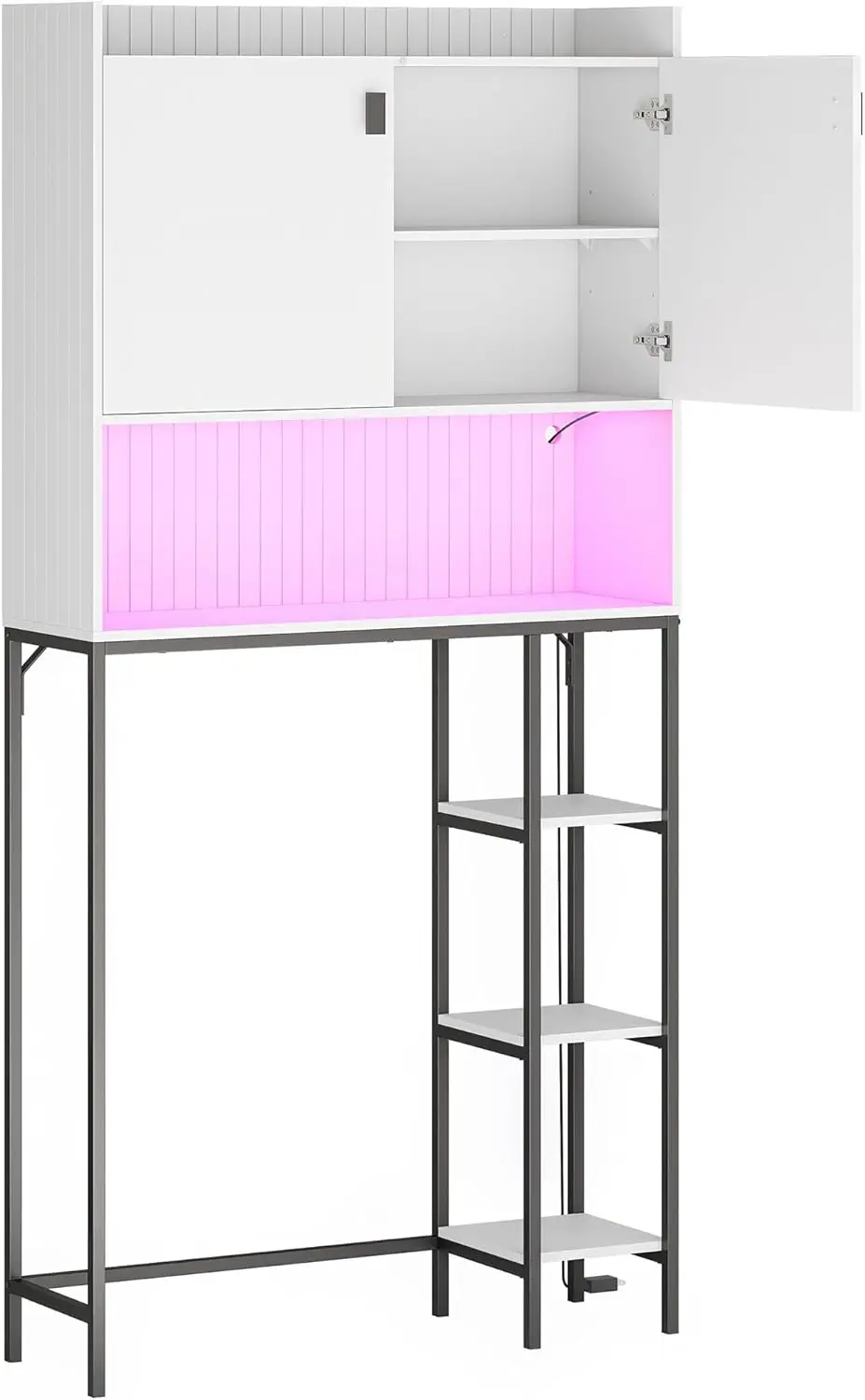 Over The Toilet Storage Cabinet with LED Light, Freestanding Above Toilet Rack with Adjustable Shelf, Bathroom Space Savers