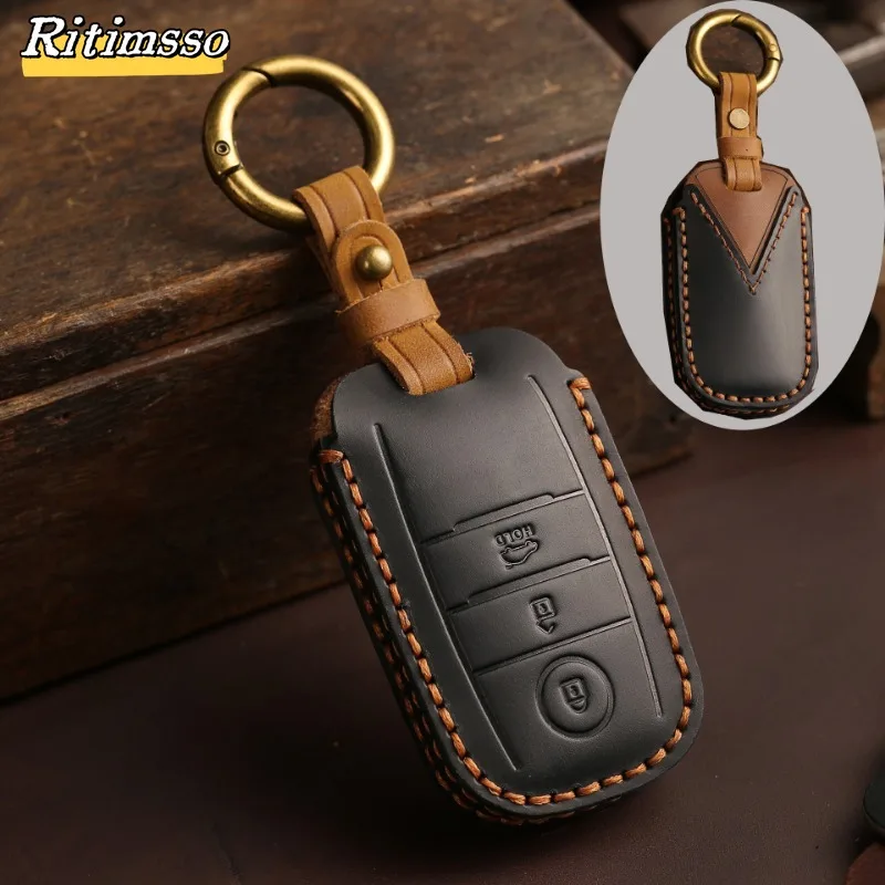 3 4 Buttons Leather Car Remote Smart Key Case Cover  For KIA Rio Rio5 Sportage Ceed Cerato K3 KX3 K4 K5 Sorento Optima Picanto