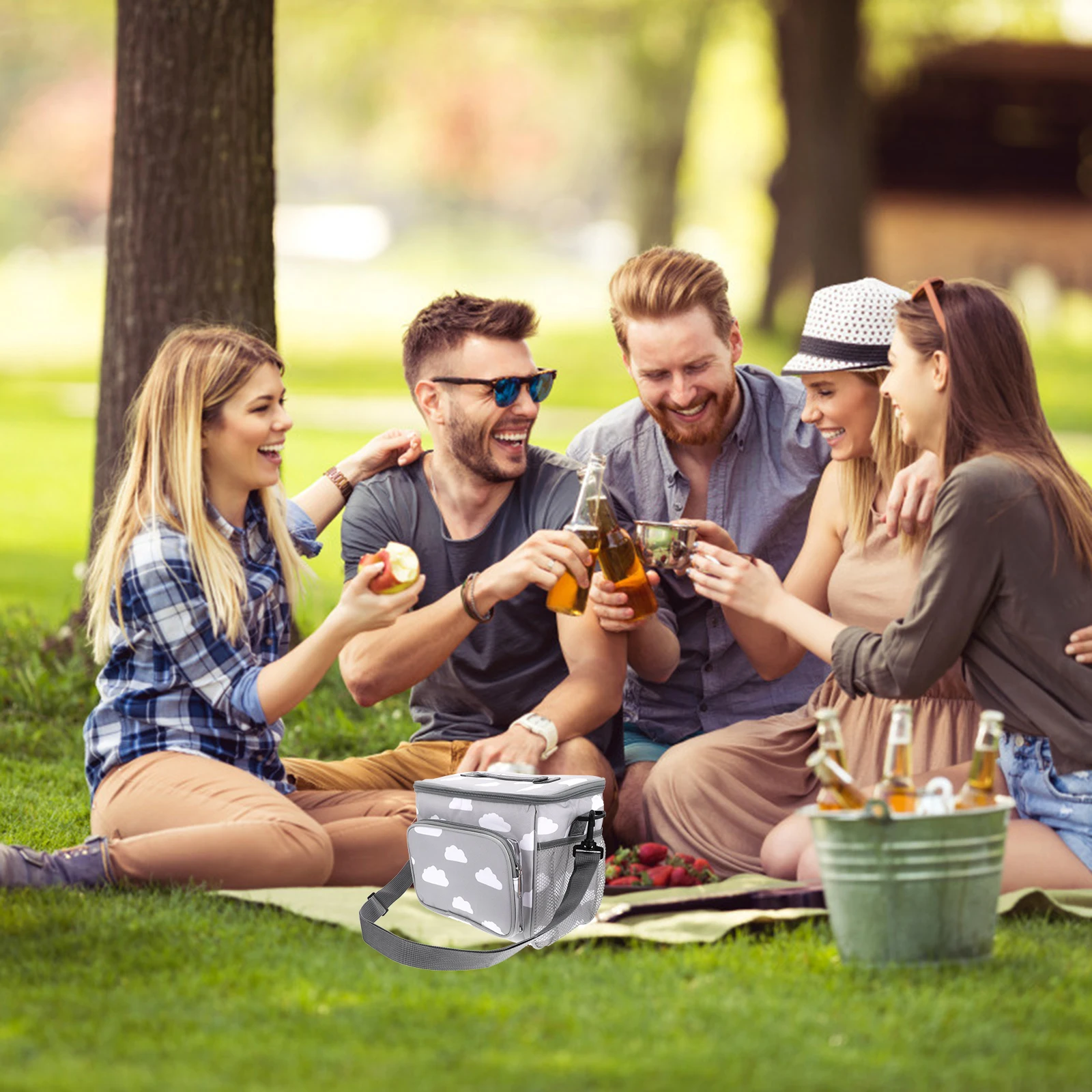 

Insulated Lunch Bag Thermal Food Storage Cooler Tote Grey Large Capacity Waterproof Bento Picnic Outdoor Portable