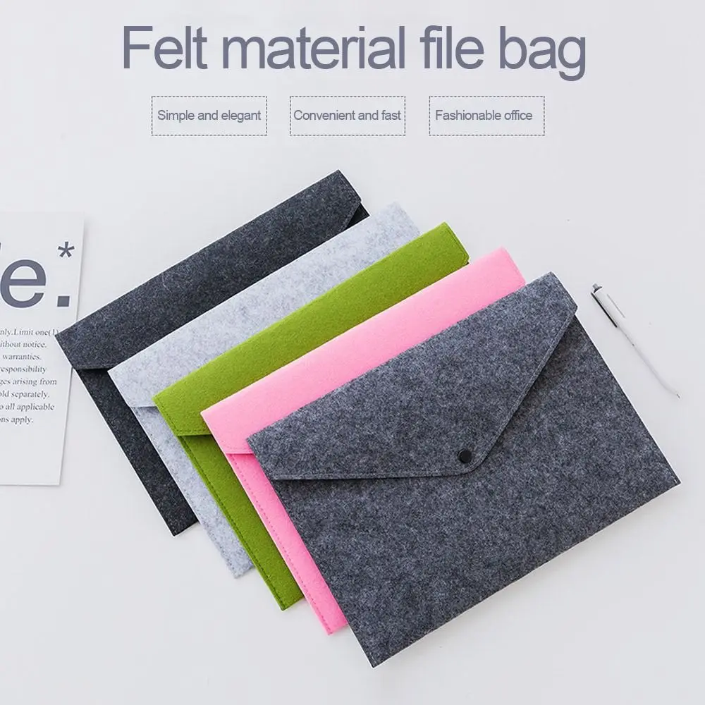 A4 Felt Folder Portable With Buckle Felt Portfolio Case Large Capacity Business Briefcase Bill