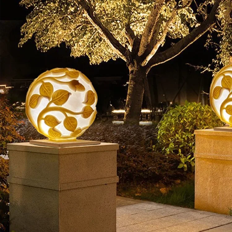 Solar stigma lamp Solar resin lamp, pillar wall spherical engraving hollow lamp