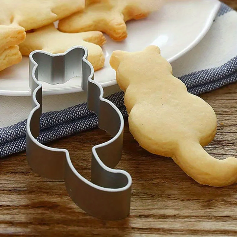5Pcs/Set Animal Cat Cookie Cutter Mold Diy Biscuit Mold Cookie Stamp Cutters Bakeware Baking Tools Cutters for Sugar Mass
