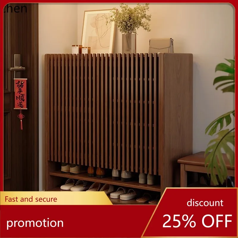 

HXL Solid Wood Shoe Cabinet Entryway Storage Cabinet Integrated Wall-Mounted Large Capacity Multi-Layer