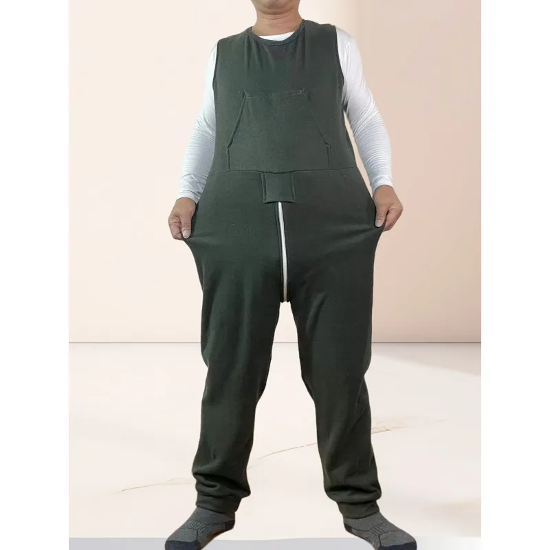 Adaptive Zip Up Jumpsuit for Elderly Memory Care Needs Soft Restraint Clothing Full Body Romper Easy Access Wear Non Irritating