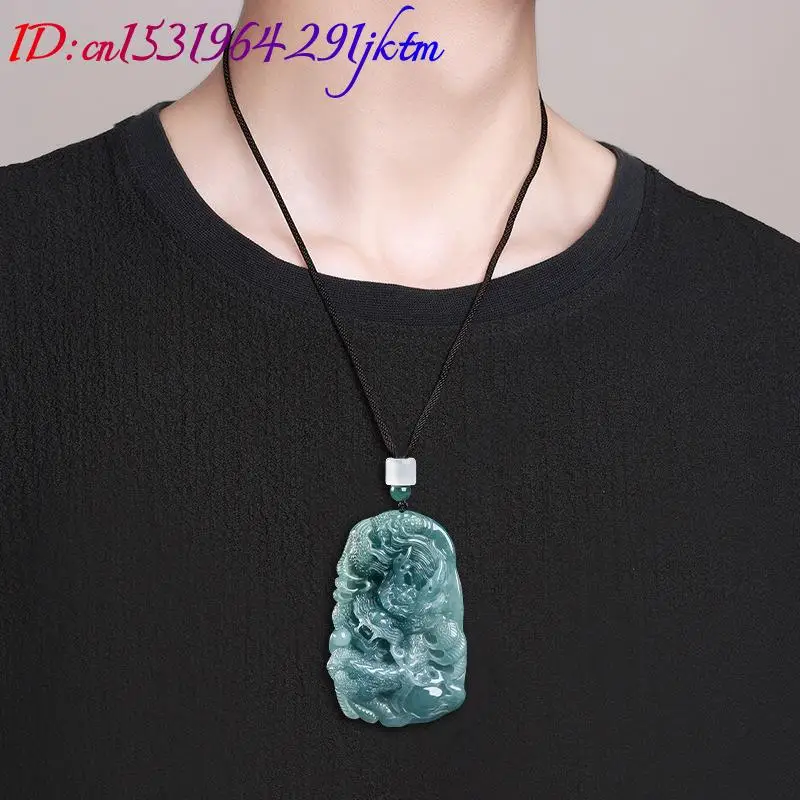 Natural Burmese Jadeite Dragon Pendant Necklace Luxury Jewelry Fashion Accessories Designer Real Jade Charm Gifts for Women view 5