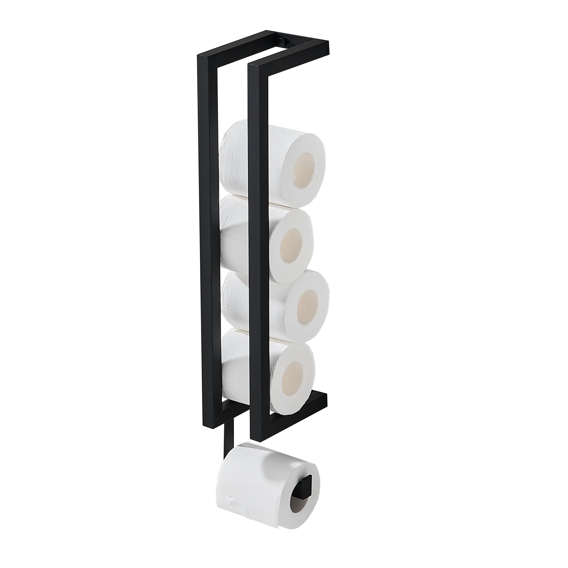 Imagem -06 - Rack de Armazenamento de Parede de Suporte de Toalha de Papel Preto Banheiro Multifuncional Suporte do Papel Higiênico Aço Inoxidável