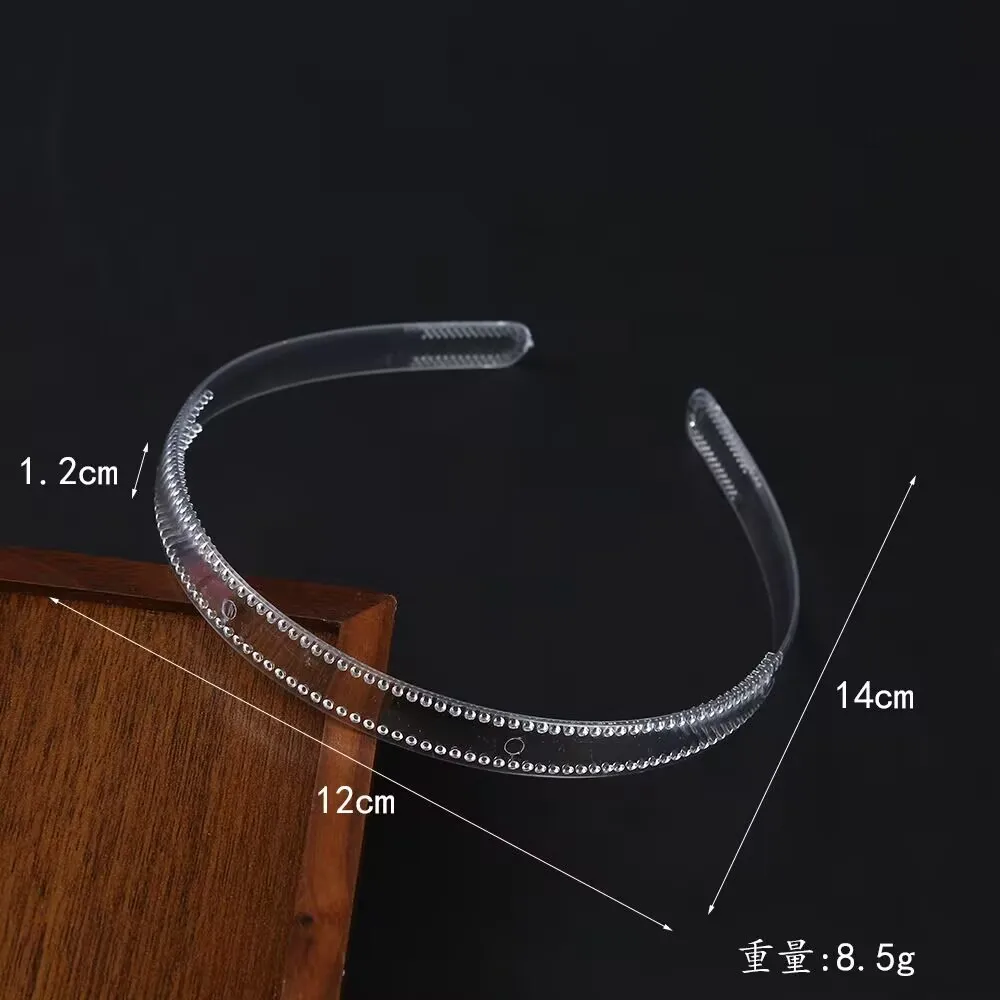 10 Clear Plastic Narrow Thin Plain Hair band Headband 4-15mm With Teeth