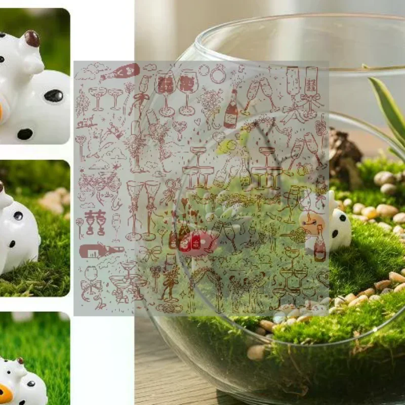 6Pcs Mini Resin Cow Figurine Bulk Mini Cow Figurine Miniature Resin Sculpture Ornament Micro Landscape Office Garden Desk Party