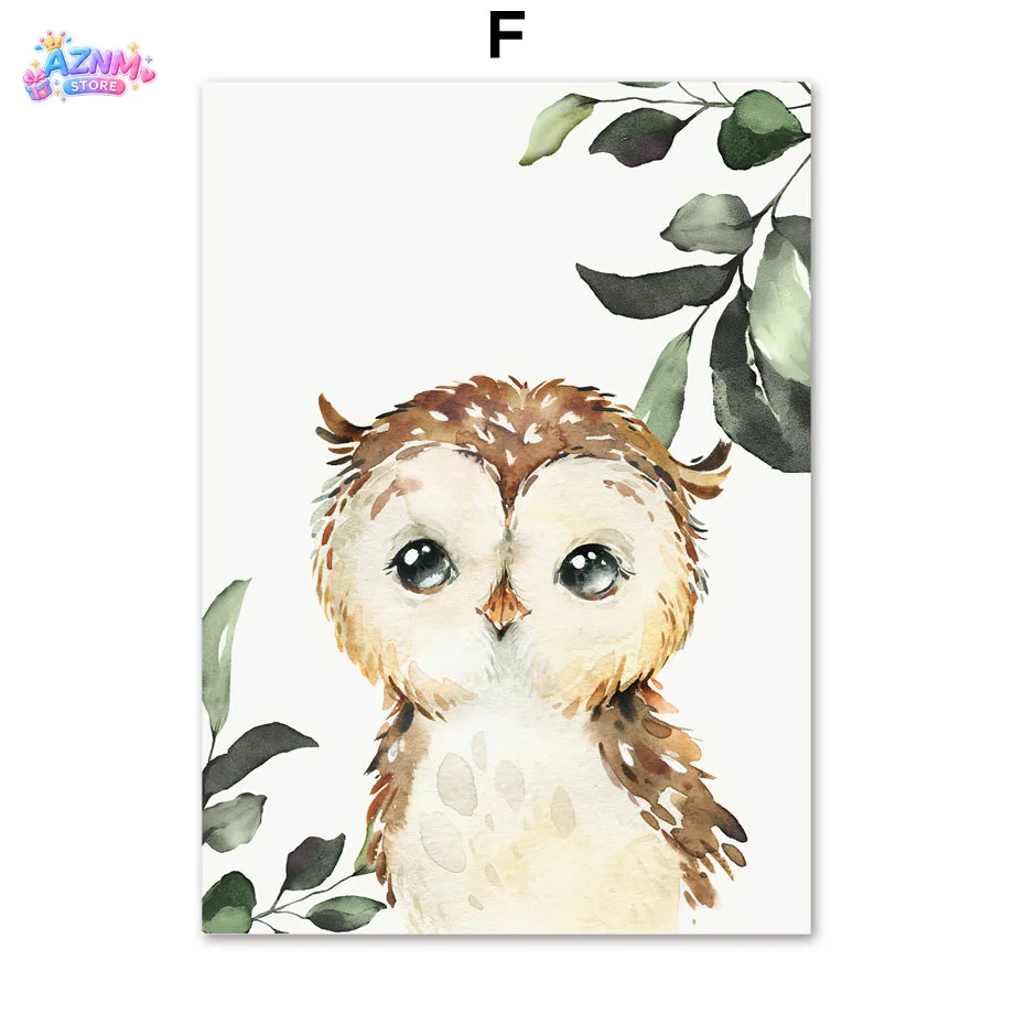 2026 Fox Raccoon Owl Wolf Forest Nursery Animal Nordic Canvas Painting Home Decoration Wall Art Room Decor