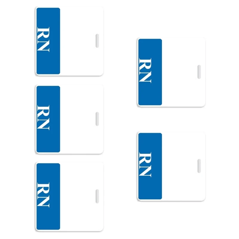 5Pcs Horizontal Nurse Badge Water Resistant Acrylic Registered Nurse Hospital Identification Card Badge