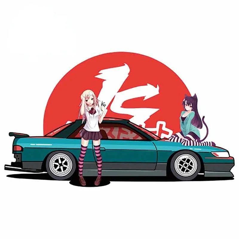 New Design for Illegal Drifting Street Anime Window Fine Decal Sunscreen Car Stickers Cartoon Car Accessories Decoration, 13cm