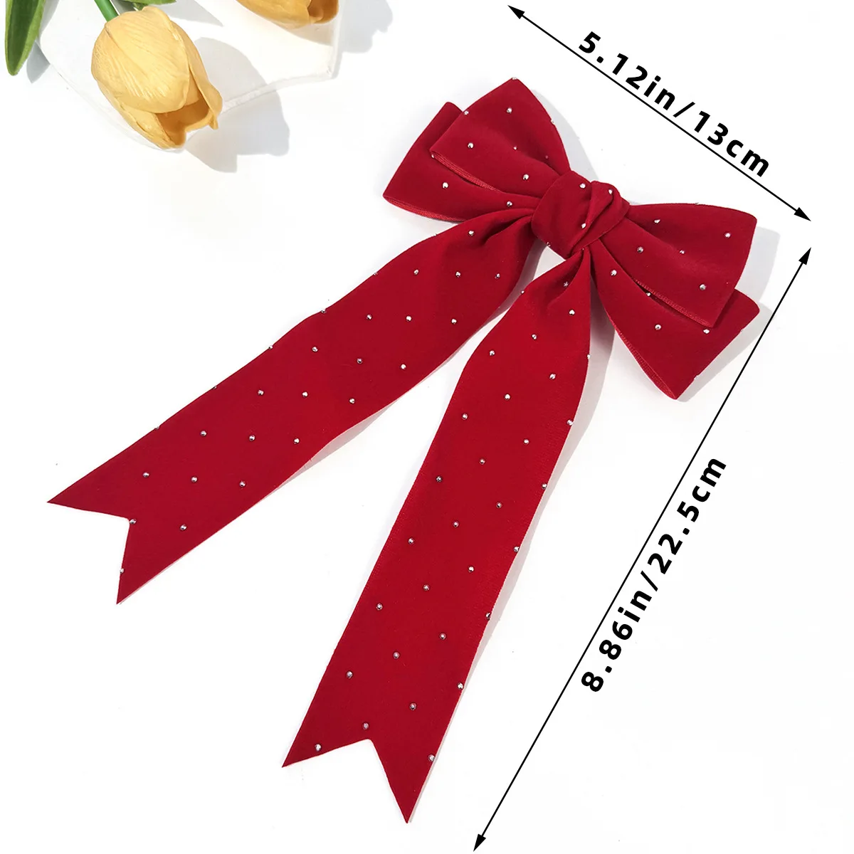 36 قطعة مقاطع الشعر القوس المخملية مع شرابات طويلة حجر الراين ختم القوس الجانب مقاطع Hairgrip للنساء والفتيات السائبة حزمة أغطية الرأس