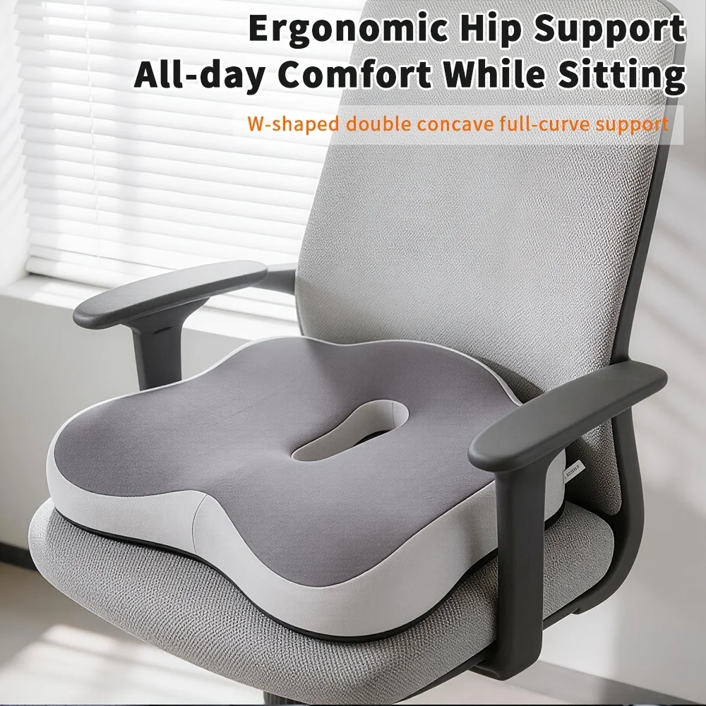 1 Stück Memory-Schaum-Sitzkissen, ergonomisches Design mit zentraler Rille, geeignet für Büro, Zuhause, Autositze für langes Sitzen