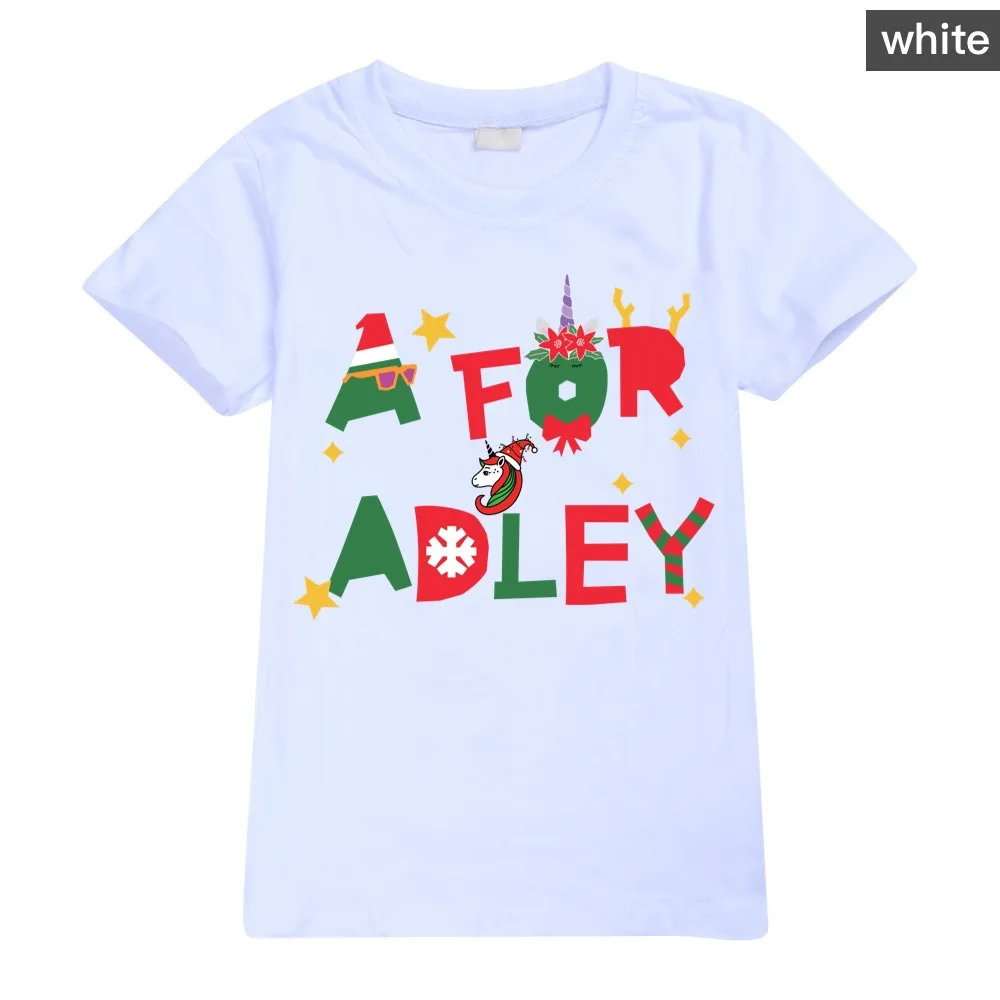 Newly Arrived Kids Short Sleeve A for Adley T-shirt Children's Clothing Boys Girls Clothes Printed Cartoon Casual Cotton Tops