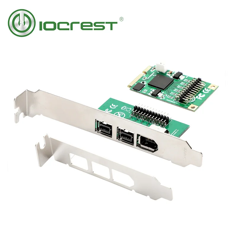 IOCREST Mini PCI Express 1 Port Firewire 1394A and 2 Ports 1394B Card Mini Pcie 1394 Card 3 Ports Texas- Instruments -xio2213b