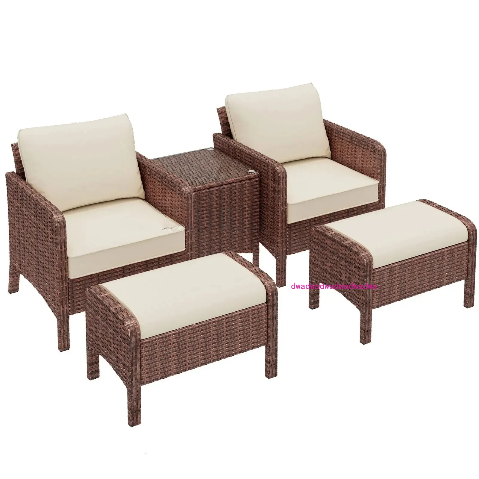 5pcs Outdoor Patio Rattan Wicker Furniture Set with Coffee Table and Bench for Outdoor Furniture Set  Patio Furniture