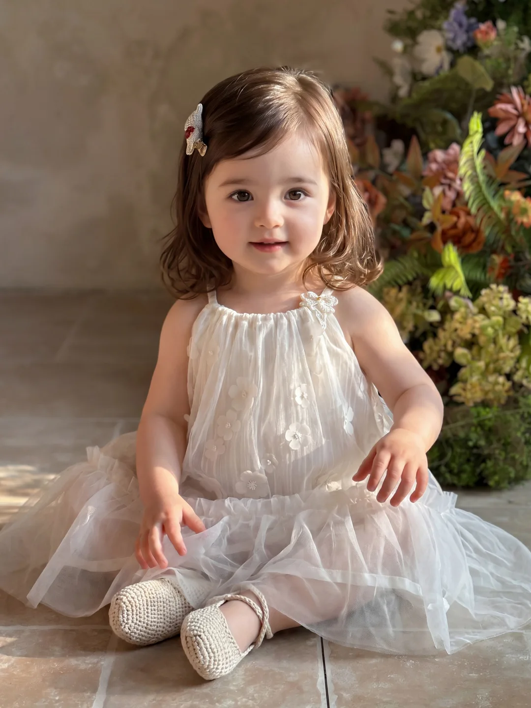 Summer Suspender Mesh Skirt Girls Thin Skirt Cool and Comfortable Princess Style Three-dimensional Flower Dress Skirt