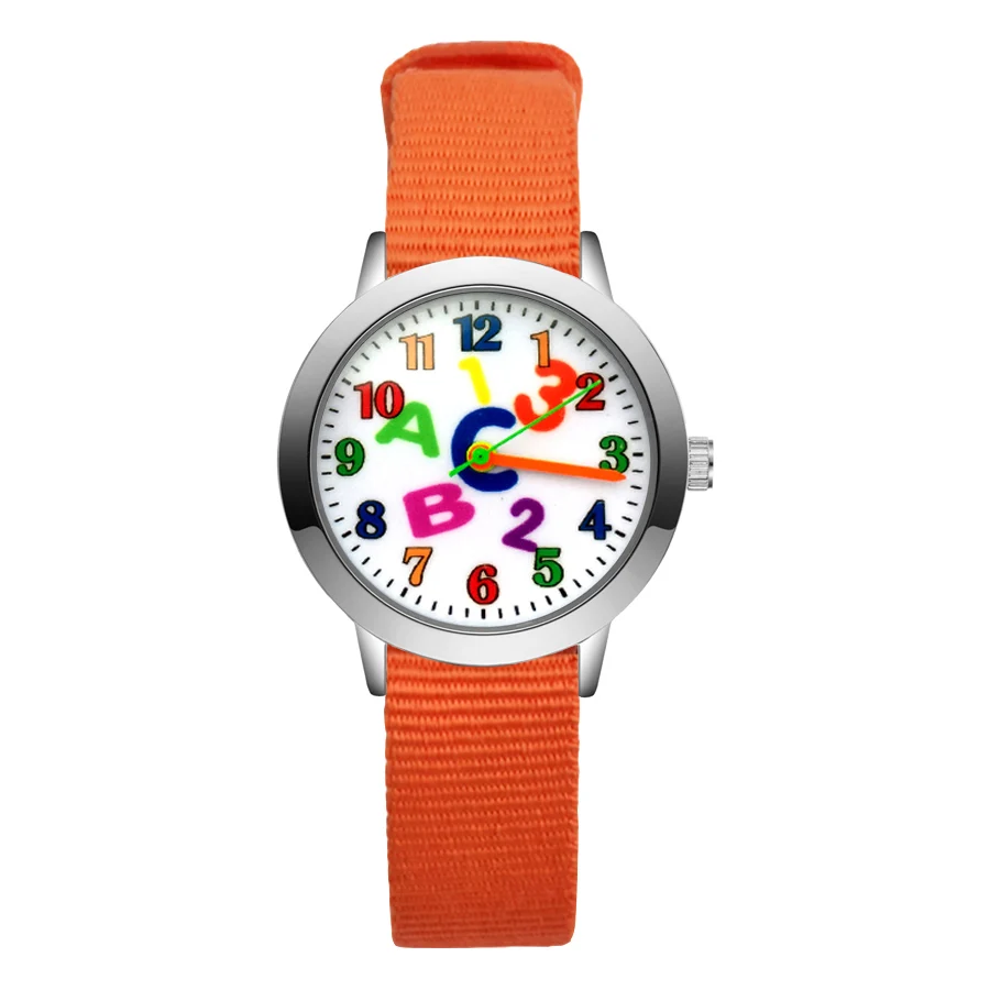 Fashion Cartoon Rainbow Kids Student Girls Boys Quartz Leather Nylon Strap high end Brand Watch Factory Wholesale
