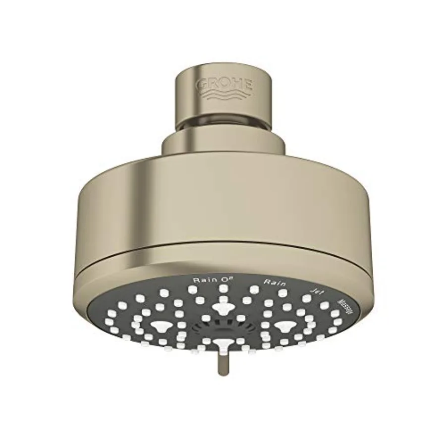 

Shower Head for bathroom use, brass material, brushed nickel color, high-pressure water flow and adjustable spray modes