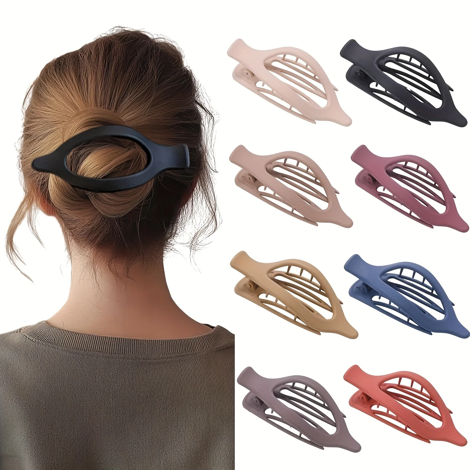

8-Piece Set of Large French-Style Flat Side Hair Clips in Random Colors, Suitable for Women with Thick or Thin Hair, Matte Finish, Strong Hold, Non-Slip Hair Clips, Suitable for Women and Girls' Styling Accessories