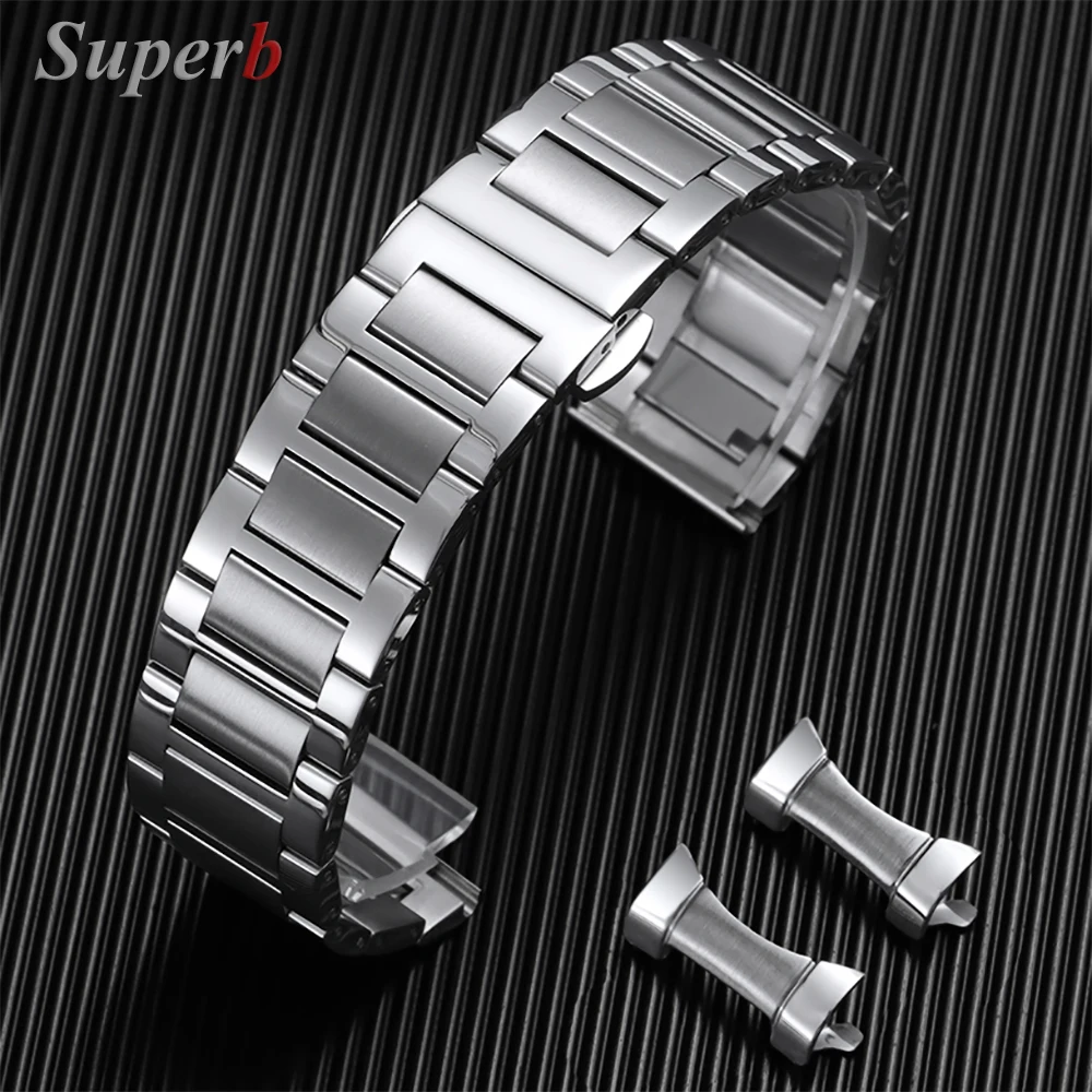 Arc Flat End Solid Edelstahl Uhrenarmband 14mm 16mm 18mm 20mm 22mm für Tissot Butterfly Verschluss Armband Universal Zubehör