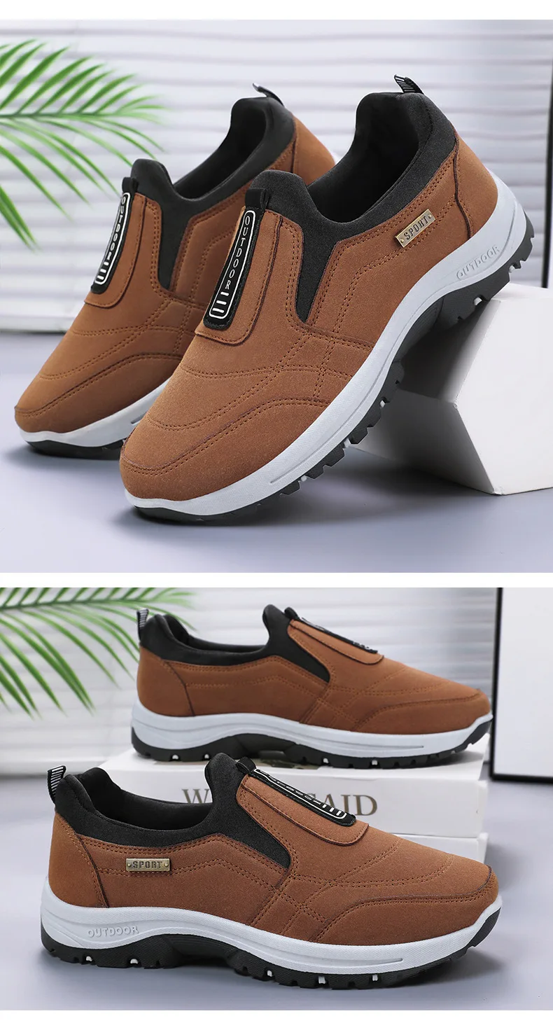 Wasserdichte Slip-On-Wanderschuhe für ältere Herren, rutschfest, stoßdämpfend, mit Profilsohle, für den täglichen Gebrauch im Freien, Freizeitschuhe, Wanderschuhe – Detail 29