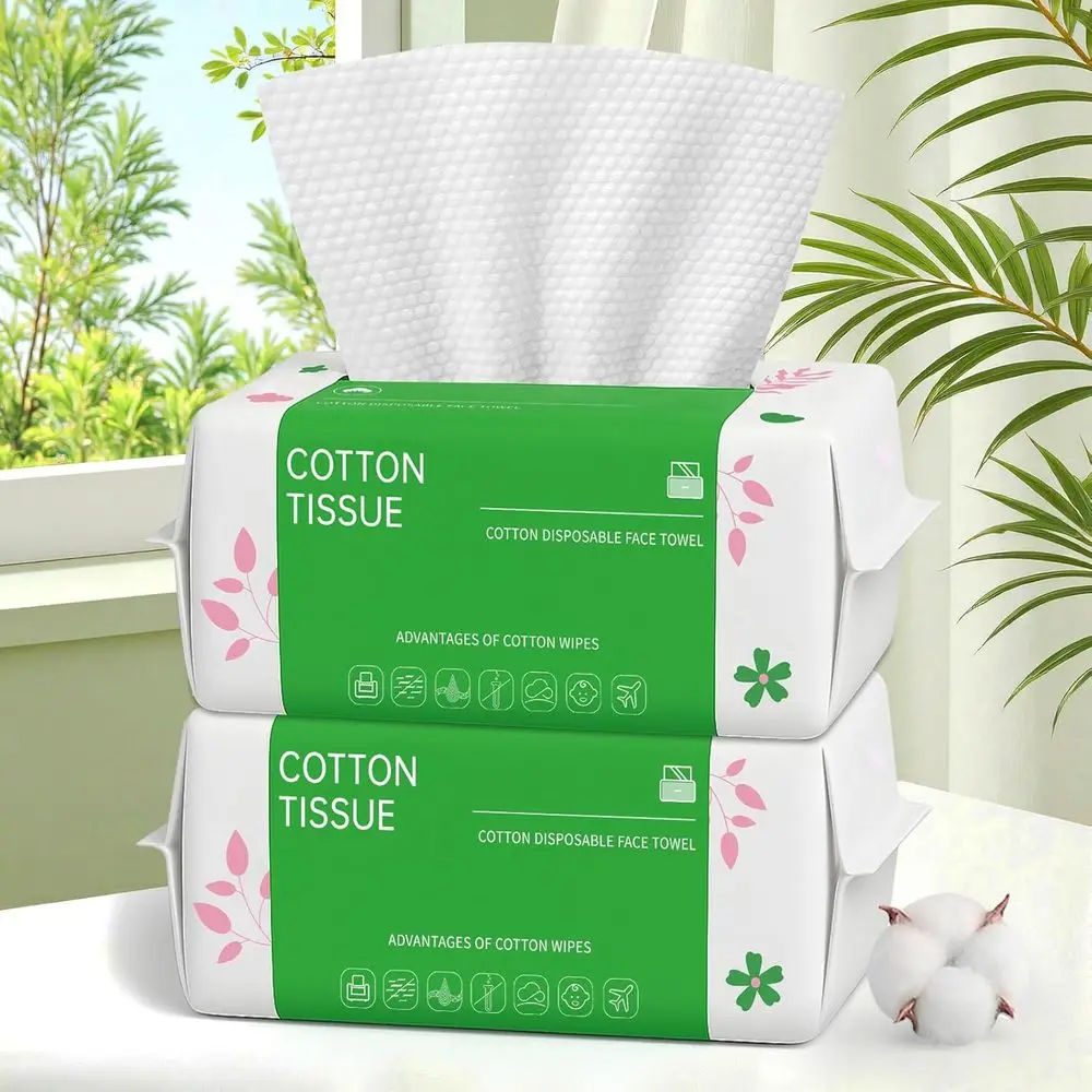 

Biodegradable 100-Count Facial Towels, Ultra Soft & Thick, Ideal for Sensitive Skin, Makeup Removal, and Skincare Cleansing (2-P