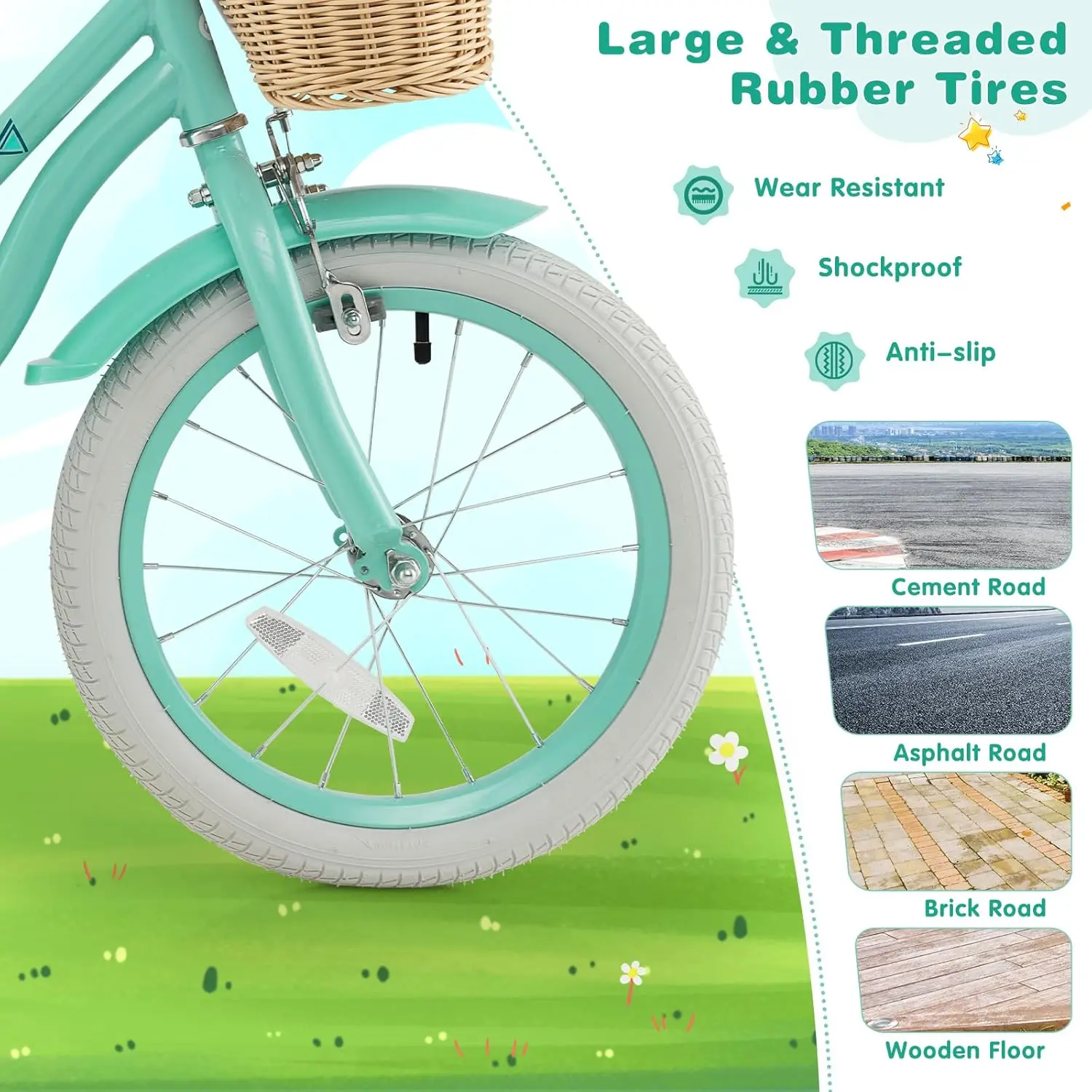 Kinderfahrrad, 14 16 18 Zoll Retro-Kleinkindfahrräder mit Trainingsrädern, Handbremse und Rücktrittbremse, Stahlrahmen, vollständig geschlossene Kette, Anzeige