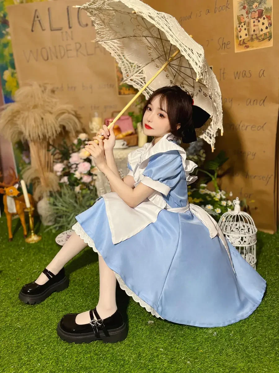 Halloween Japanisches Anime Damen Süßes süßes Alice Prinzessin Lolita Blaues Kleid Urlaub Party Dienstmädchen Rollenspiel Kostümanzug