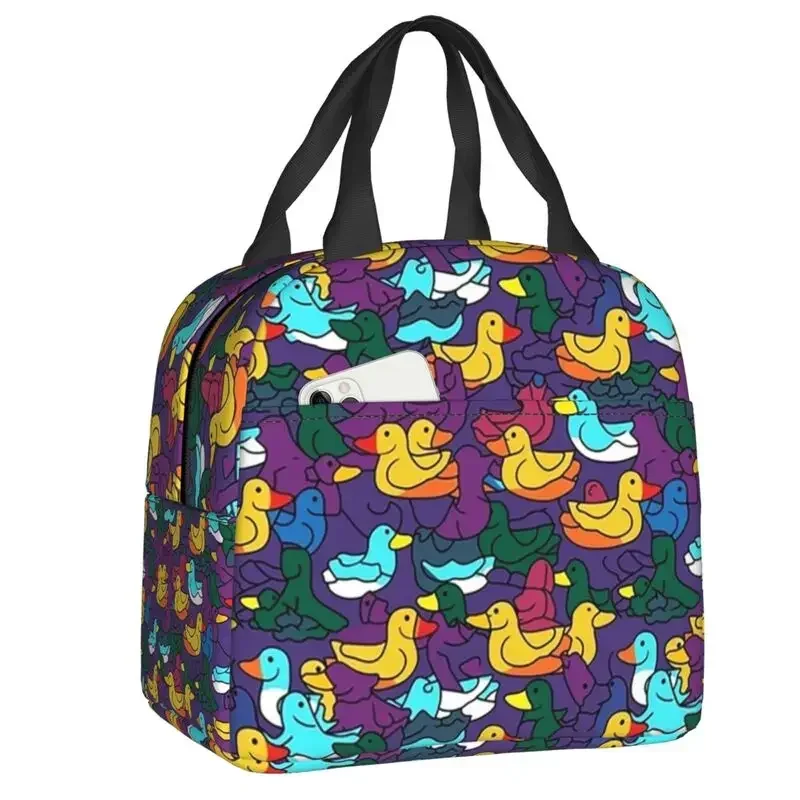 Sac à déjeuner canards jaunes, refroidisseur thermique de dessin animé, boîte à déjeuner isolée pour femmes, enfants, écoliers, plage, Camping, fourre-tout alimentaire