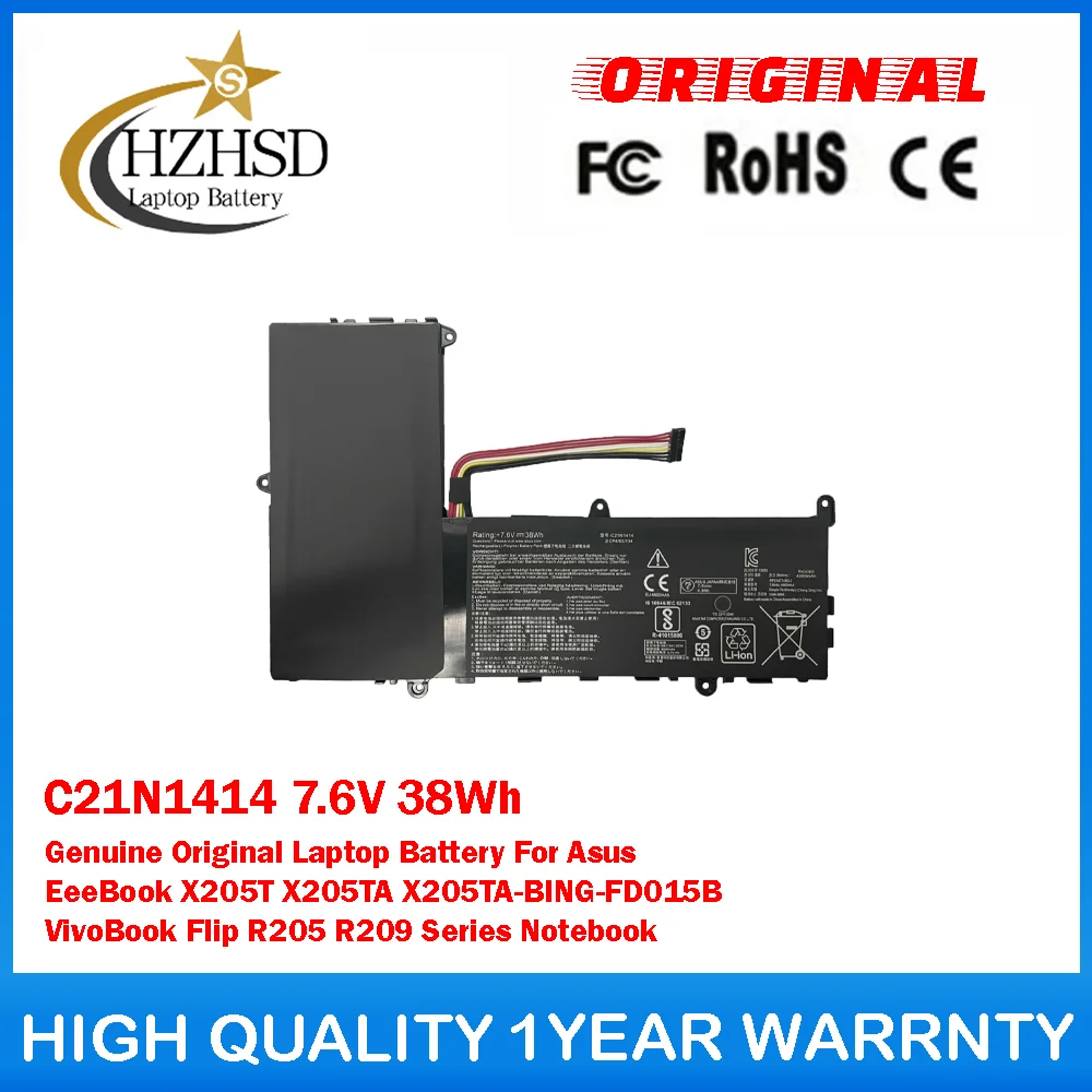 C21N1414 7.6V 38Wh Genuine Original Laptop Battery For Asus EeeBook X205T X205TA X205TA-BING-FD015B VivoBook Flip R205 R209