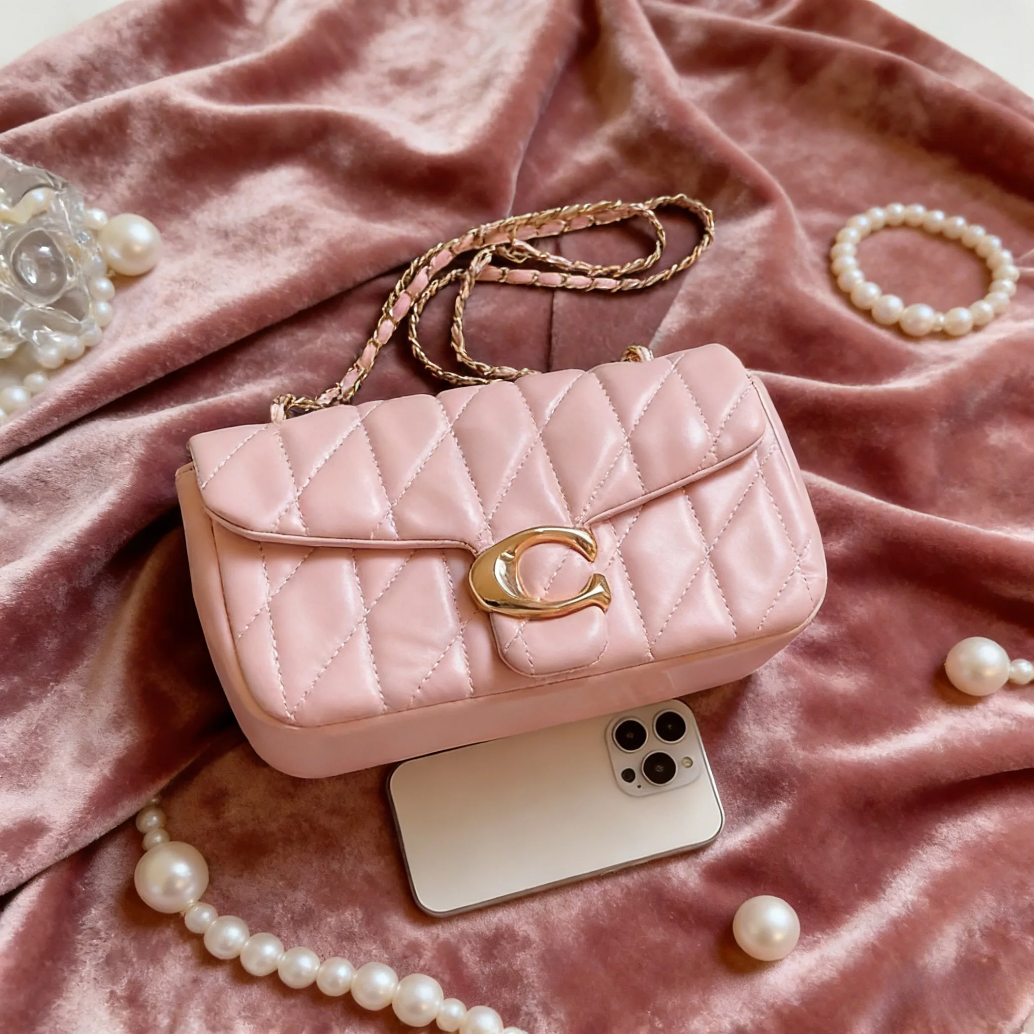 Hot selling new small fragrance women's bag, simple diamond pattern multifunctional women's bag, shoulder bag, crossbody bag