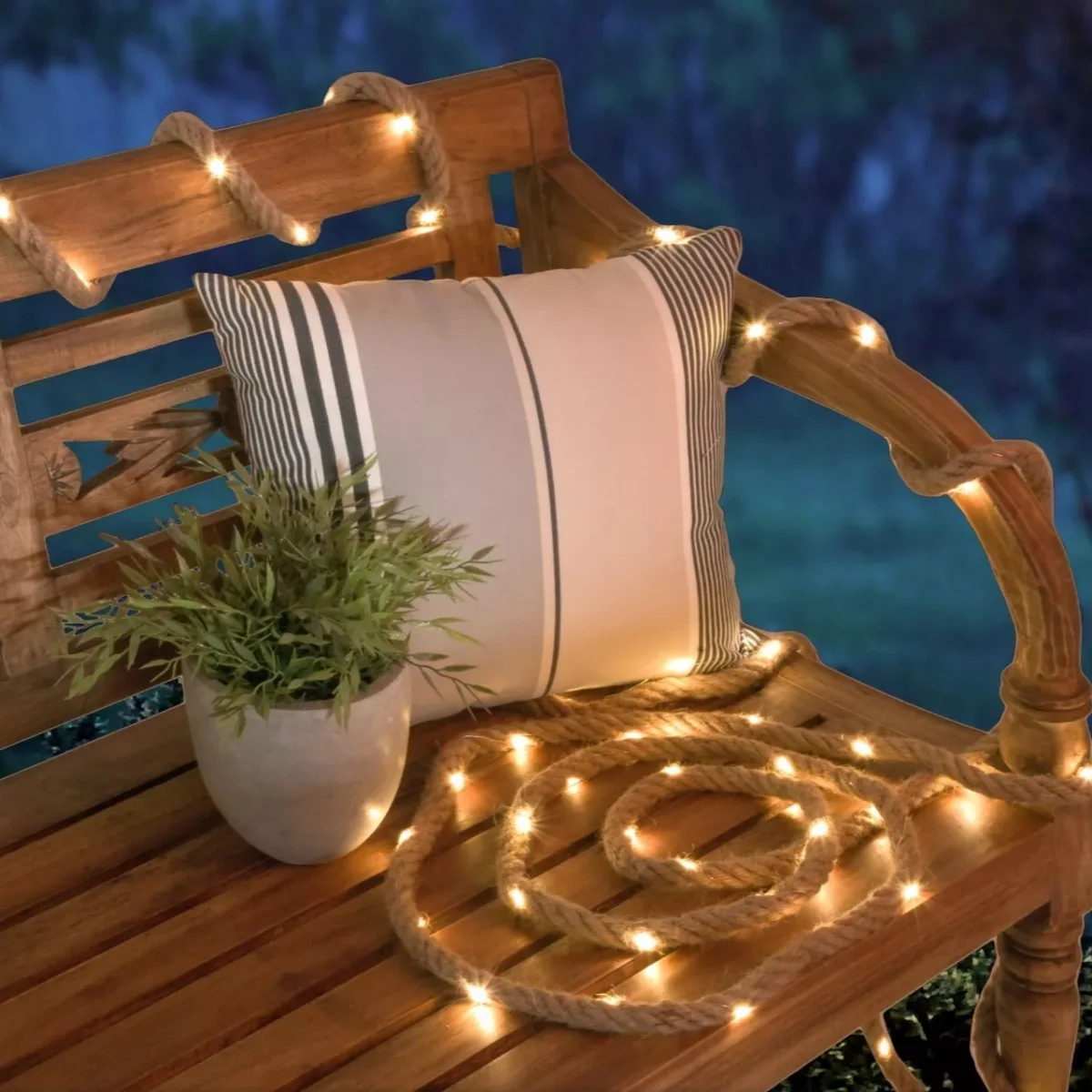 1 Stück 50/100 LED Solar-Hanfseil-Lichterkette für den Außenbereich, neuartige Seil-Lichterkette für den Innenbereich, geeignet für Hof, Rasen, Garten, Veranda, Gehweg, Dekoration
