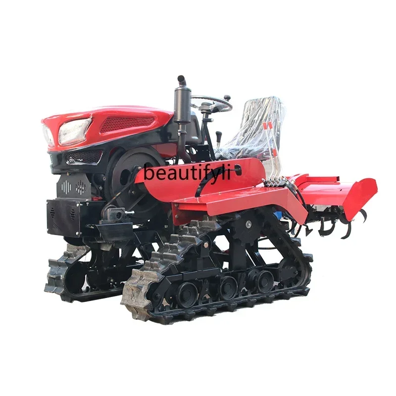 Multifunctional crawler rotary tiller High horsepower cultivated land micro-tiller Agricultural tractor