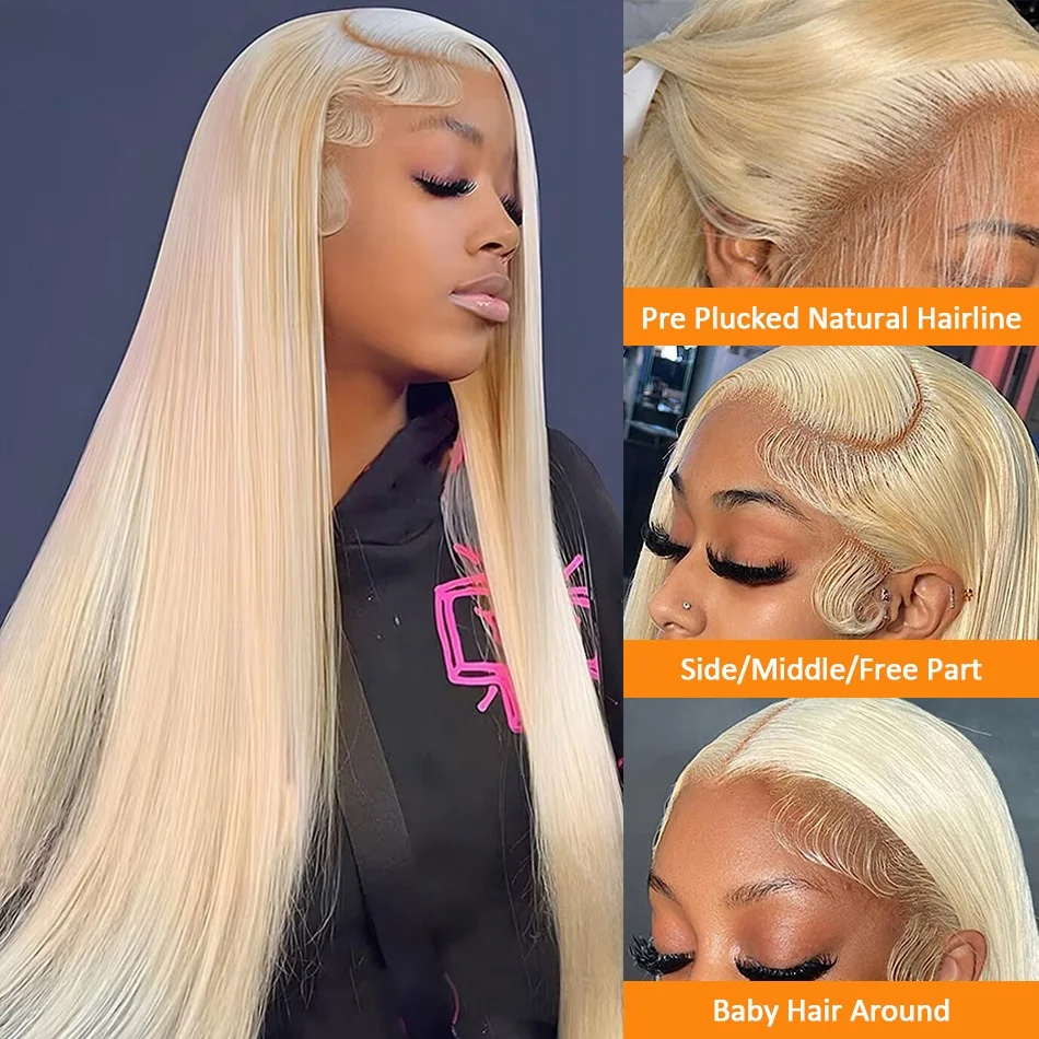 13x4 Blonde Lace Front Wig Human Hair 613 Frontal Wig 13x6 Hd Lace Wigs 180 Density Natural Hairline Pre Plucked Brazilian Wigs