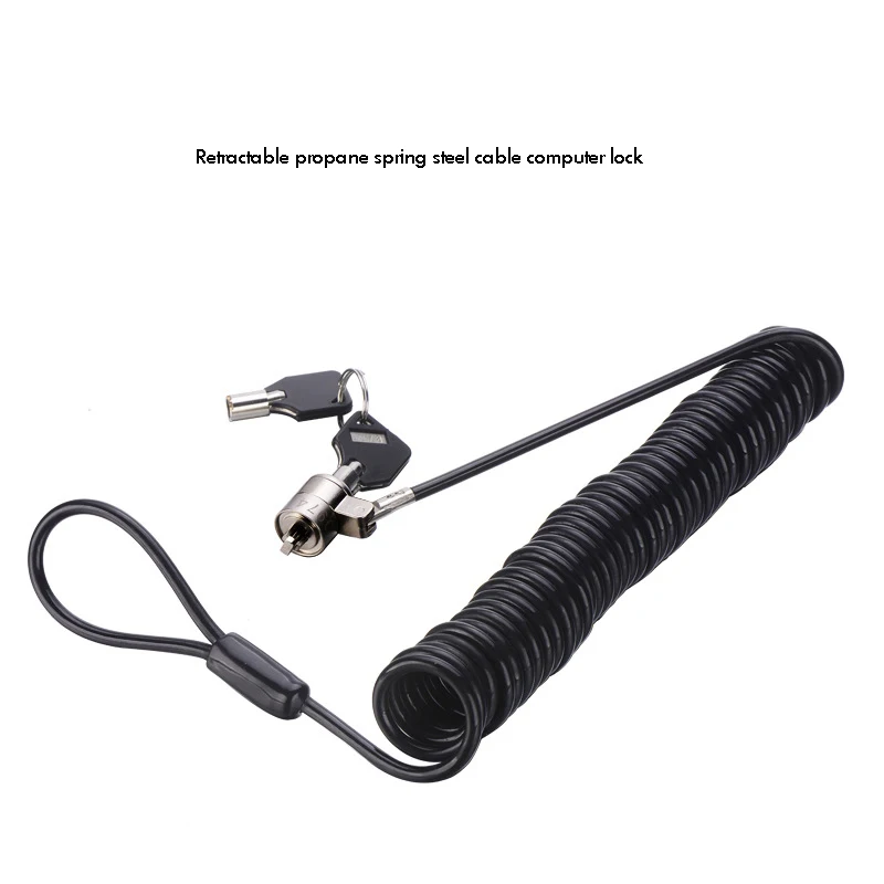 Computer Lock Laptop Lock Anti-Theft Lock Universal Retractable Spring Rope Steel Cable Key Computer Lock