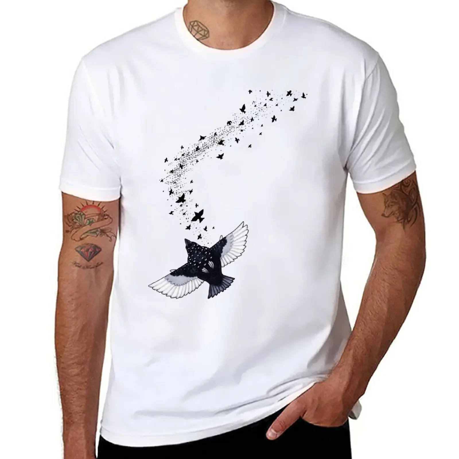 A Murmuration of Starlings T-Shirt hippie clothes Short sleeve tee plain black t shirts men