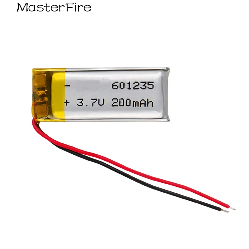 3.7V 200mah Rechargeable Lithium Polymer Battery 601235 for Bluetooth Headset Voice Recorder Wireless Microphone Batteries Cell