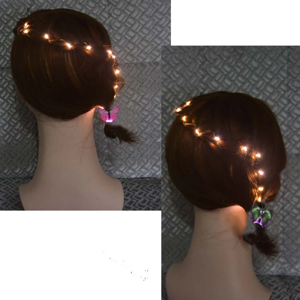 Blinkende LED-Lichterkette zum Flechten und Stylen, Haarspange, lustiges DIY-Geschenkset für Mädchen, Kopfbedeckung, Geburtstagsfeier – Detail 4