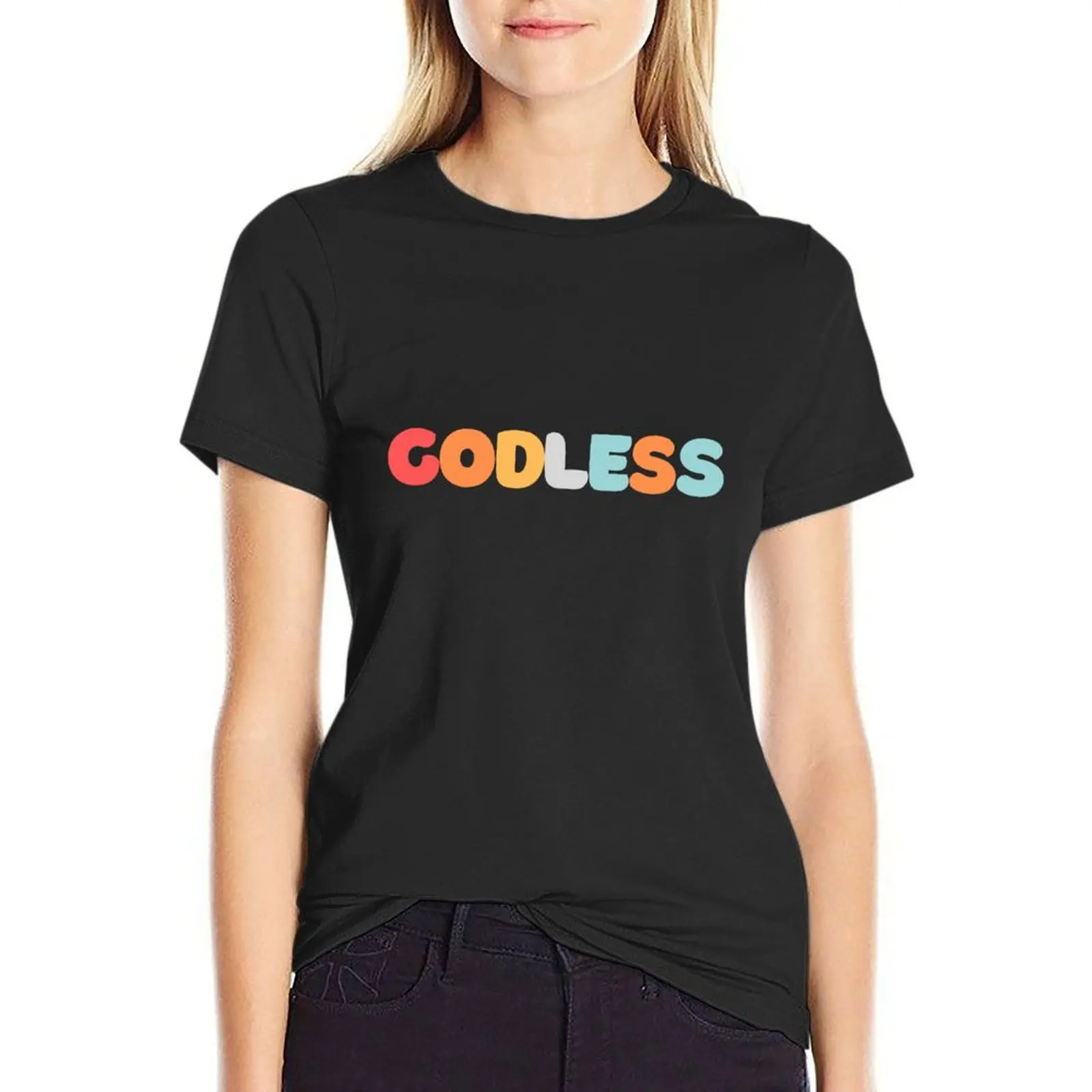 

Godless T-Shirt tees female anime clothes cat shirts for Women
