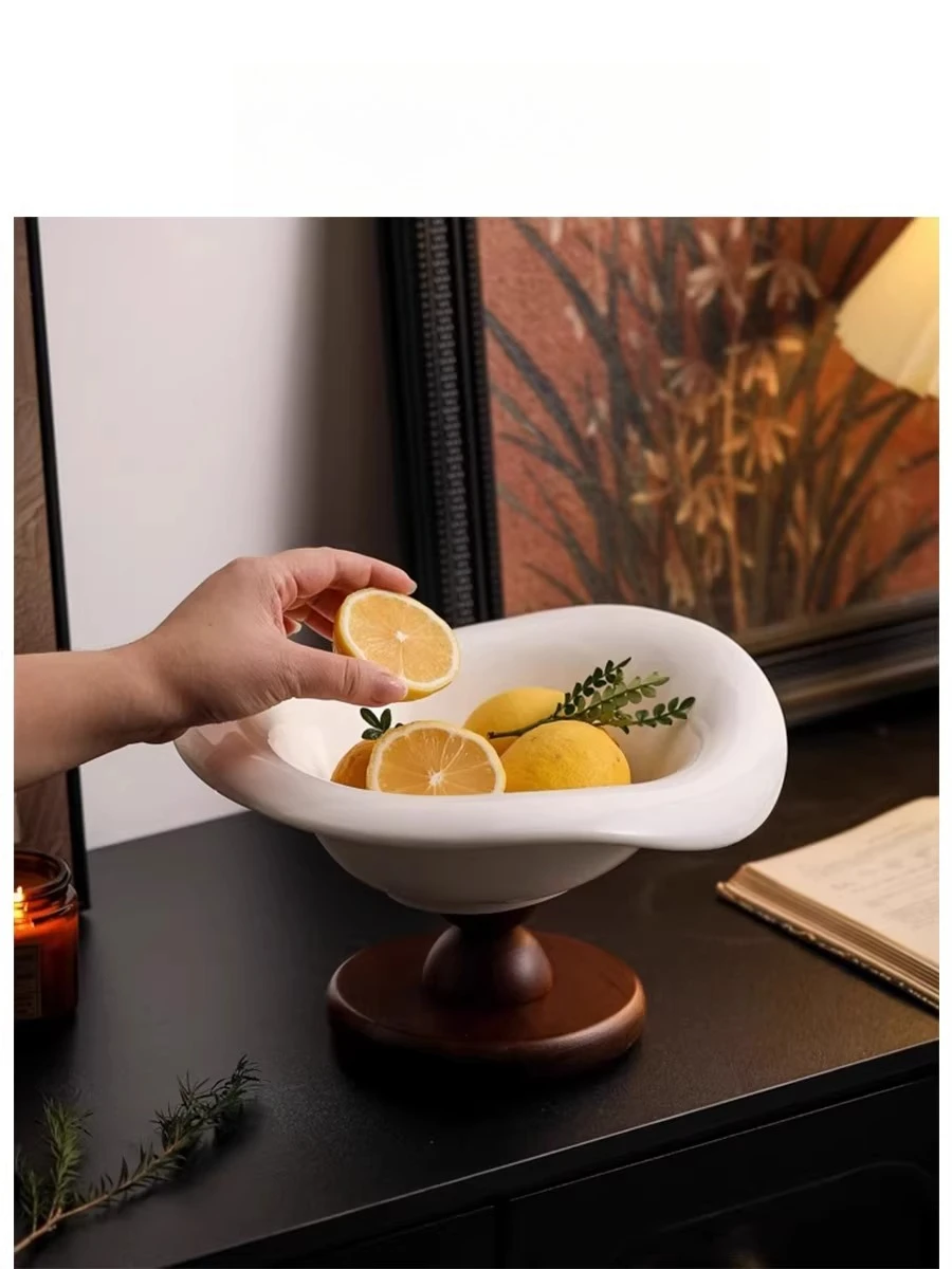 Fruit Plate Creative High Foot Retro Feng Shui Fruit Bowl Desktop Living Room Snack Plate | Dazzling